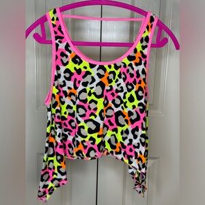 Papaya neon cheetah print cropped tank size small